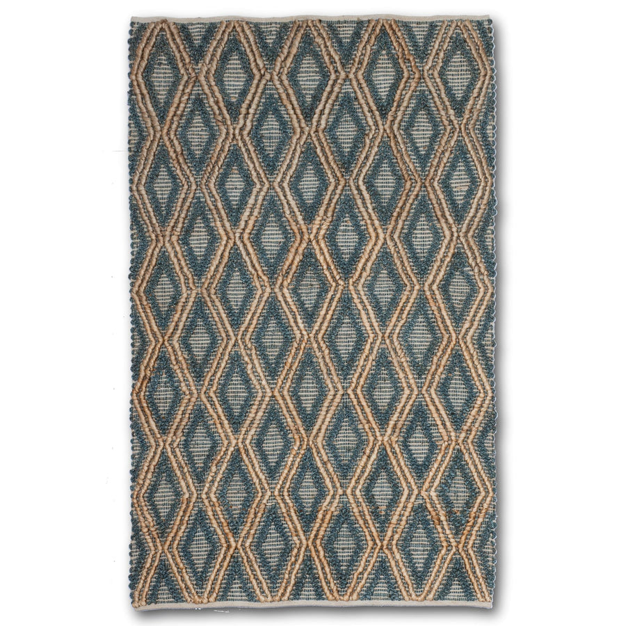 Handmade Blue/Brown Bohemian Jute Rug