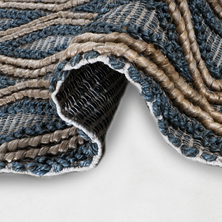 Handmade Blue/Brown Bohemian Jute Rug