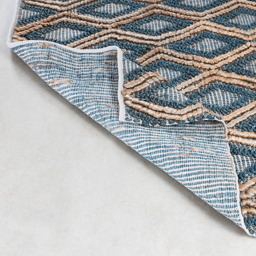 Handmade Blue/Brown Bohemian Jute Rug