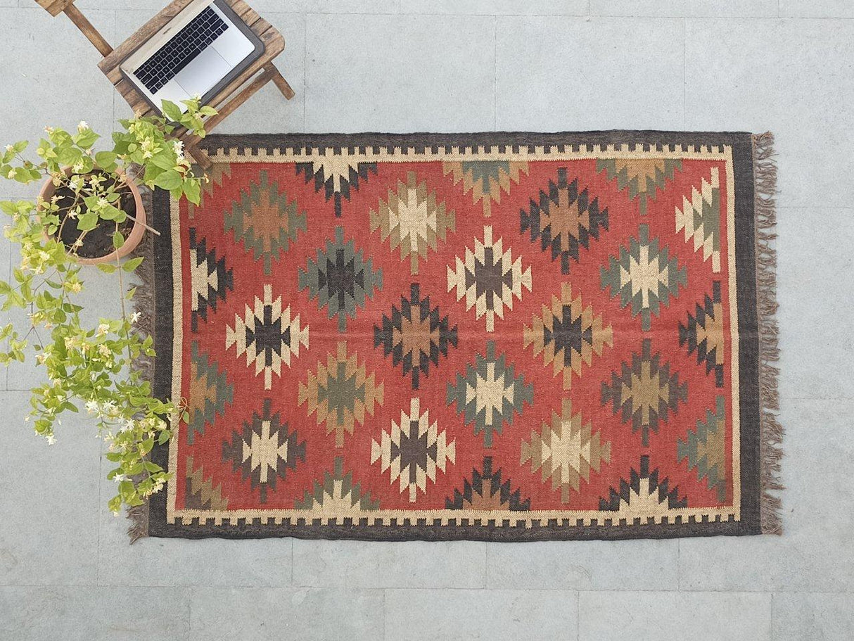 Neutral Wool Jute Kilim Rug Dallas Rug