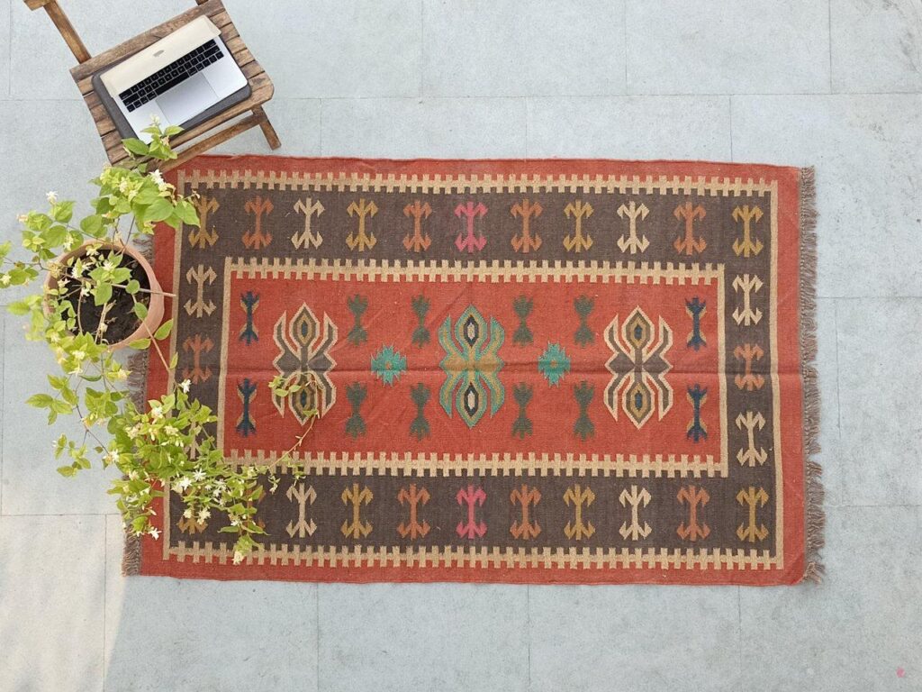 Wool Jute Kilim Area Rugs