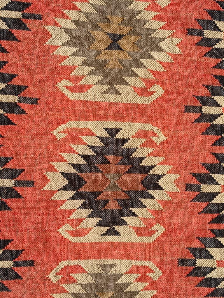 Multicolor & Red Jute Kilim Area Rug