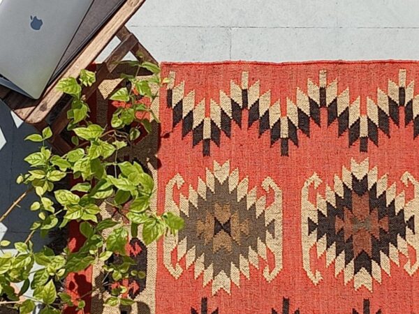 Multicolor & Red Jute Kilim Area Rug