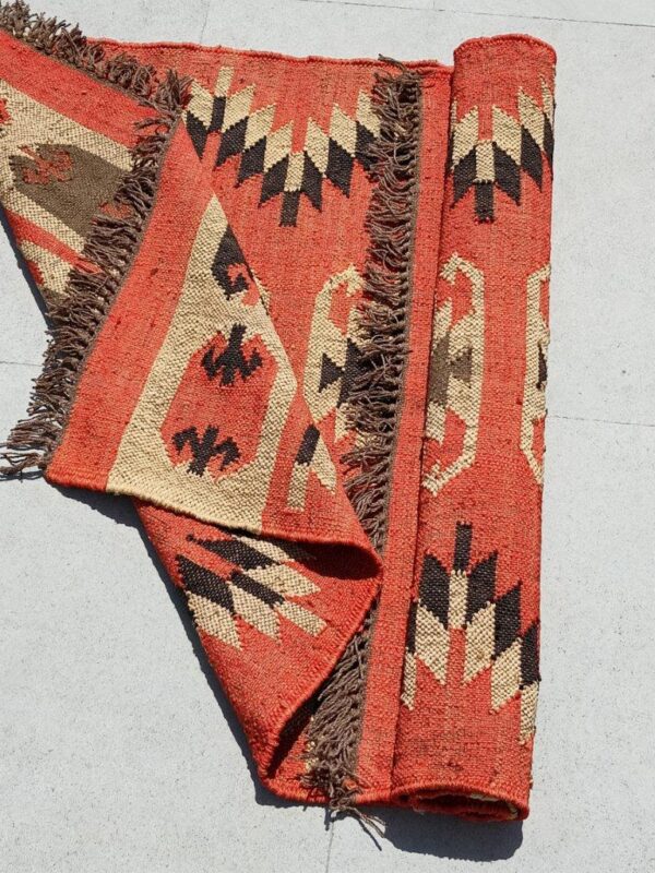 Multicolor & Red Jute Kilim Area Rug