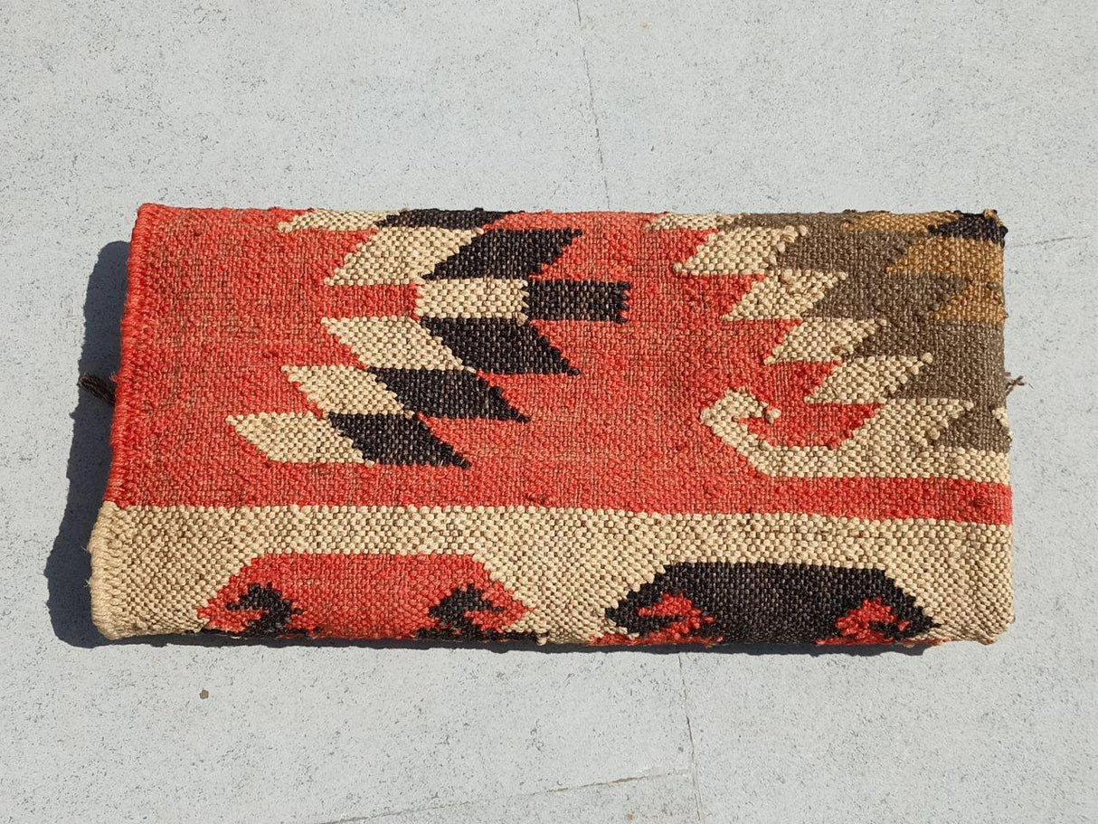Multicolor & Red Jute Kilim Area Rug