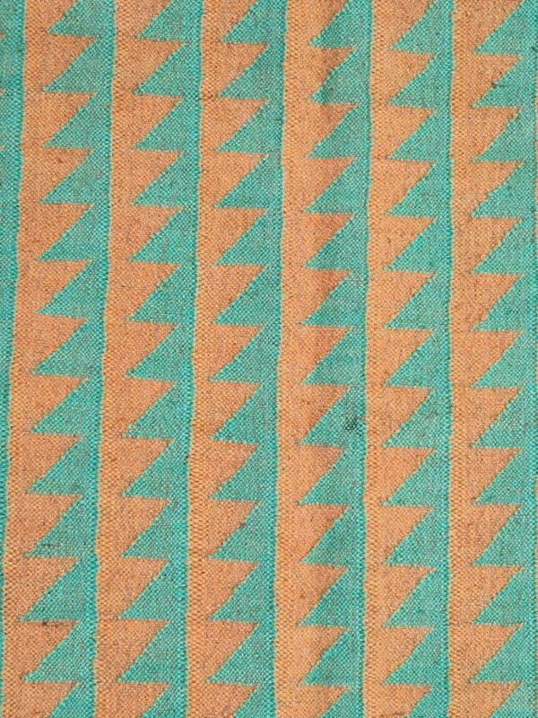 Green & Beige Jute Kilim Area Rug