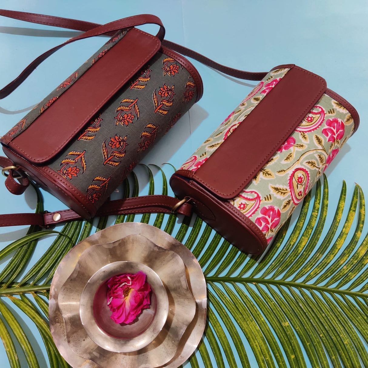 Handmade Indian Dhurrie Bags,Box Clutch With Sling