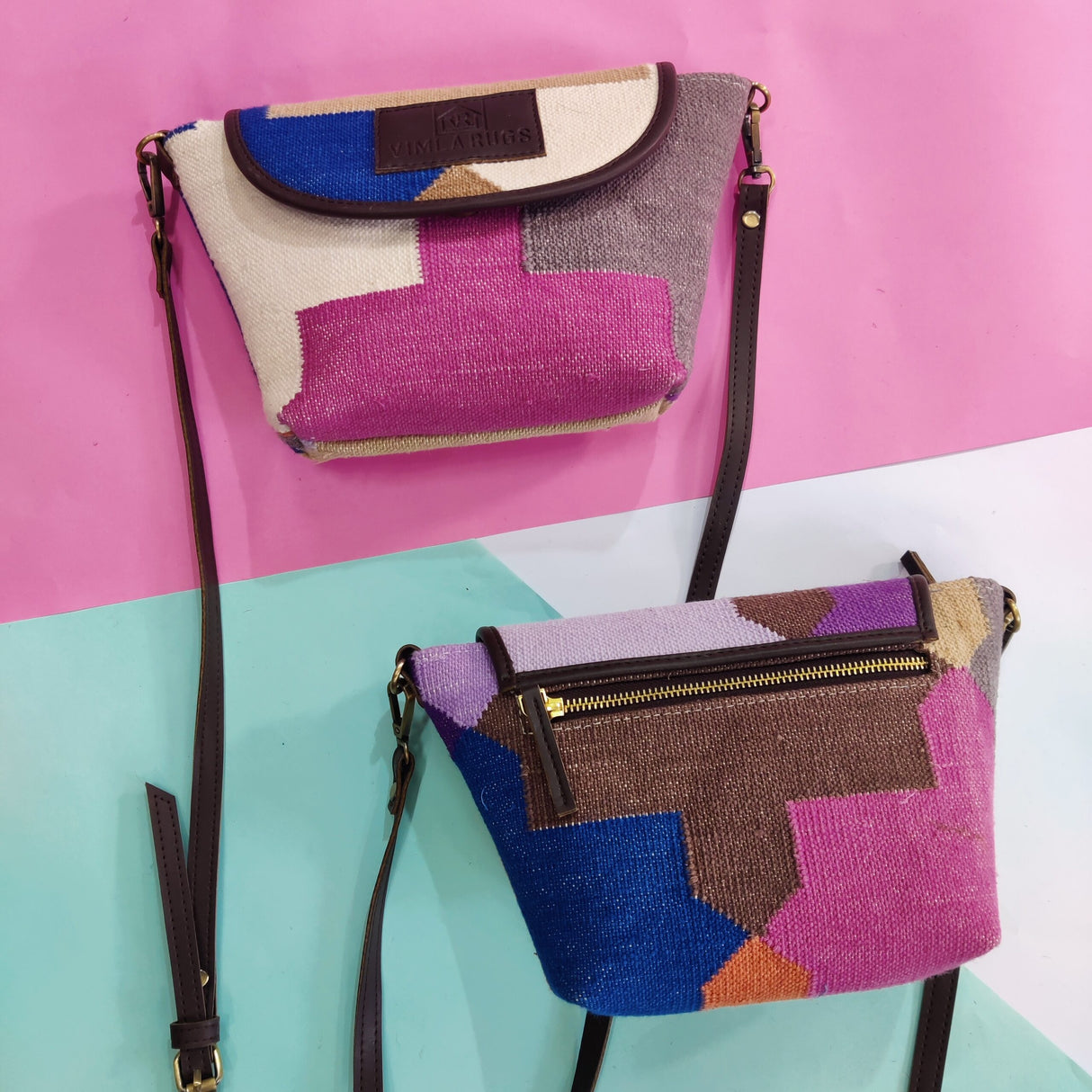 Cotton Woven Dhurrie Shoulder Bag,Multicolor,Bohemian Dhurrie Handbags