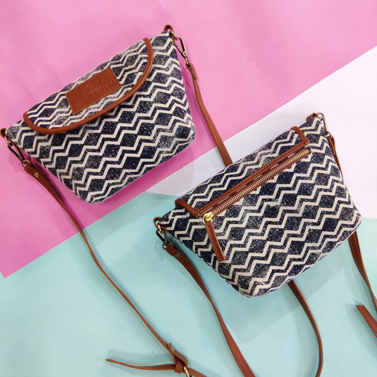 Cotton Woven Dhurrie Shoulder Bag,Black,Handmade Dhurrie Bags