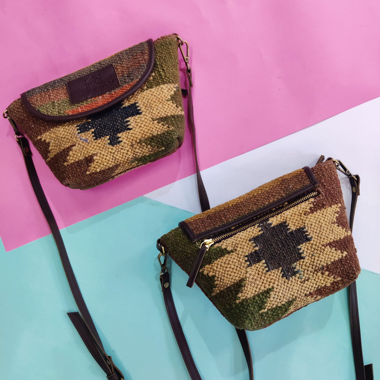 Kilim Dhurrie Sling Bag,Handwoven Kilim Dhurrie Bags