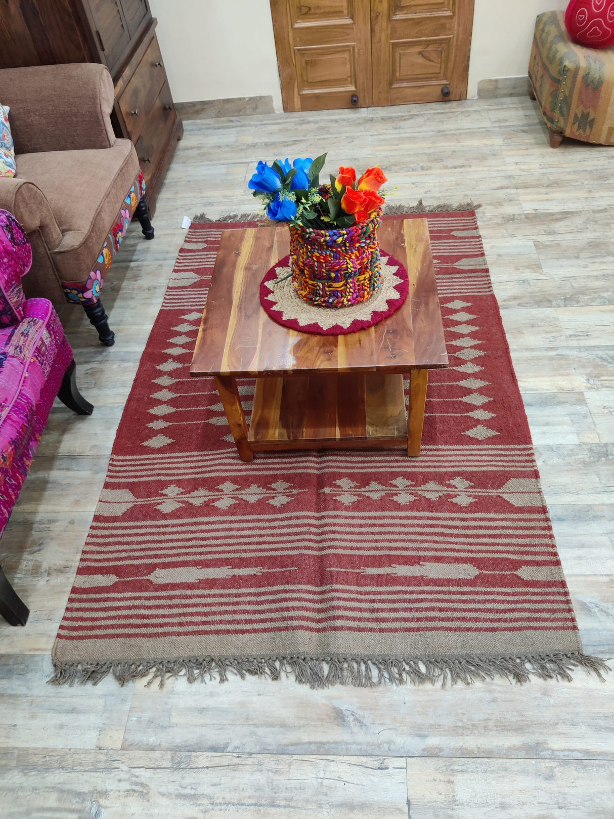 Handwoven Wool Jute Sofa Bedroom Rug