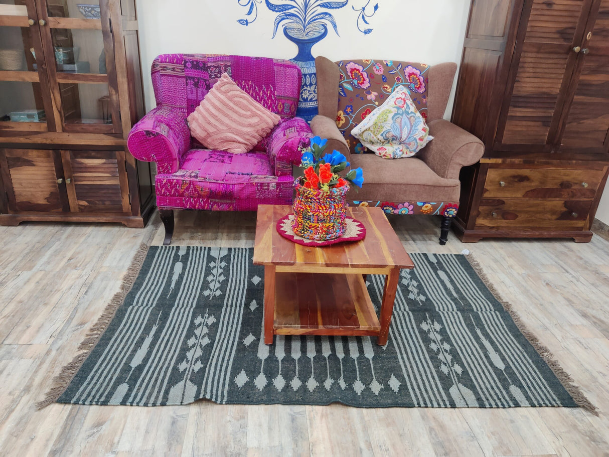 Handwoven Wool Jute Sofa Bedroom Rug