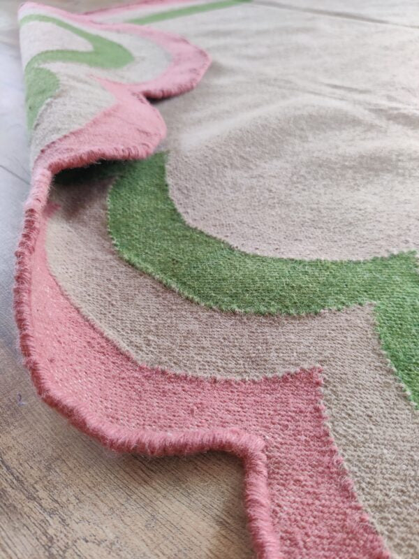 Handwoven Scalloped Wool Cotton Rugs Home Decor Rug