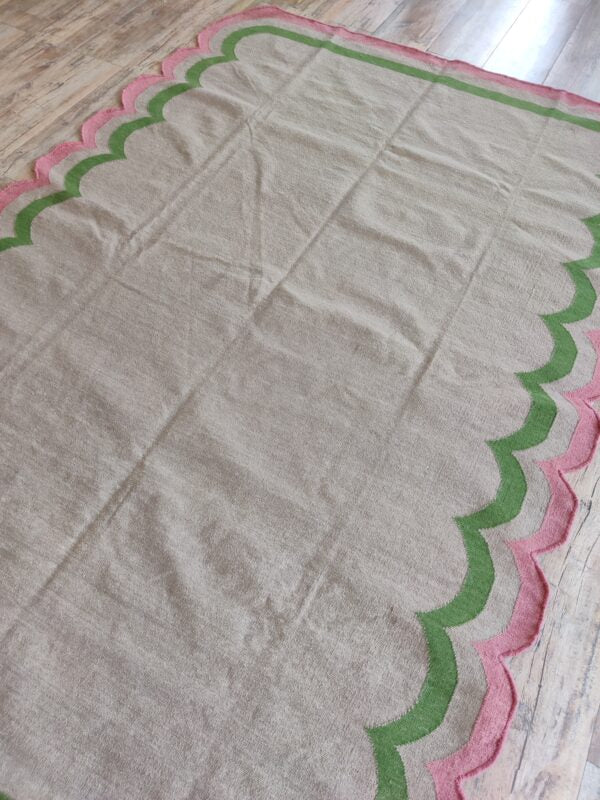 Handwoven Scalloped Wool Cotton Rugs Home Decor Rug