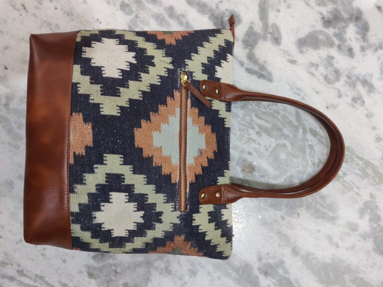 Cotton Printed Dhurrie Sling Bag,Black,Eco-Friendly Cotton Bags