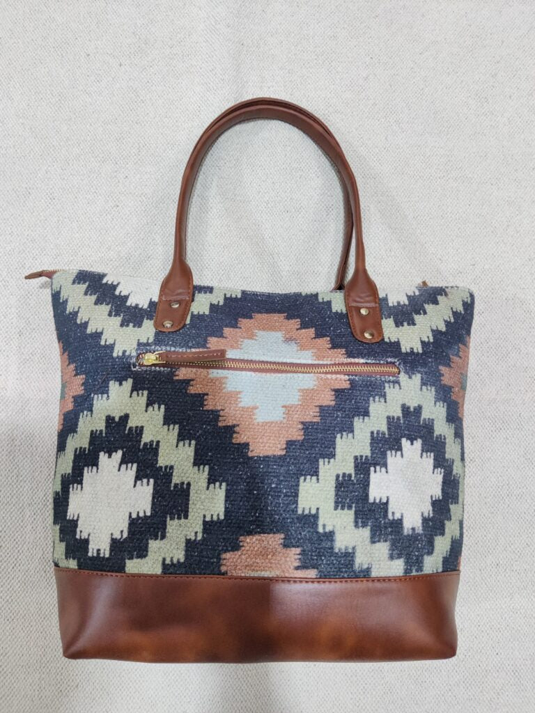 Cotton Printed Dhurrie Sling Bag,Black,Eco-Friendly Cotton Bags