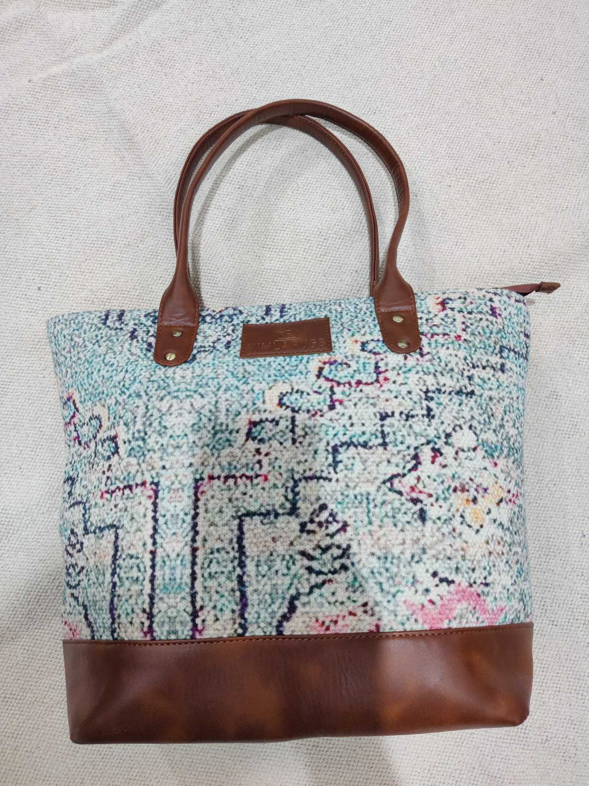 Cotton Printed Dhurrie Sling Bag,Green,Handwoven Dhurrie Bags