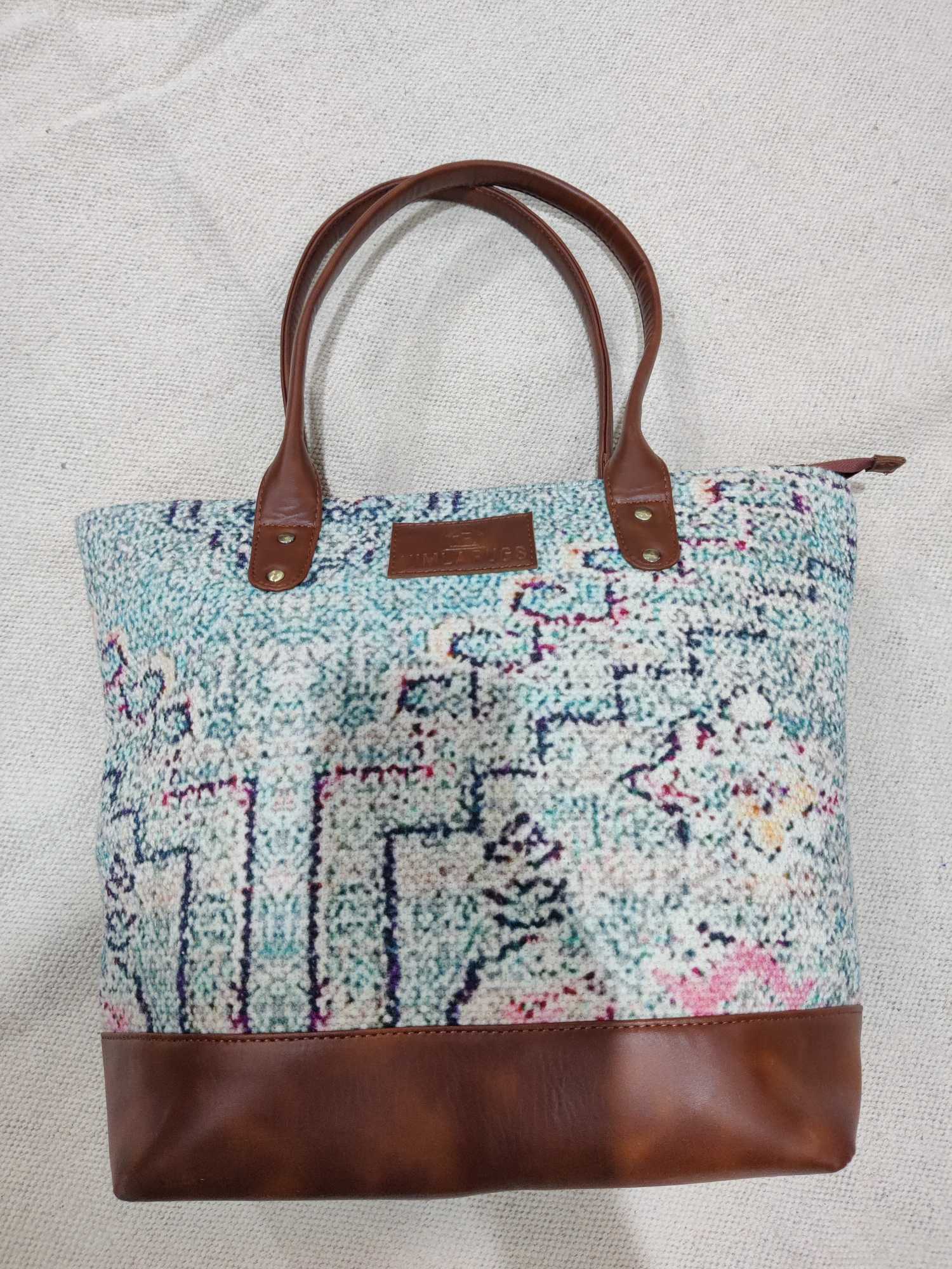 Cotton Printed Dhurrie Sling Bag,Green,Handwoven Dhurrie Bags