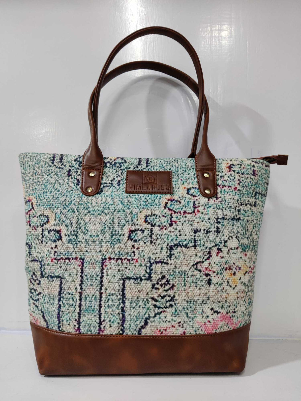 Cotton Printed Dhurrie Sling Bag,Green,Handwoven Dhurrie Bags