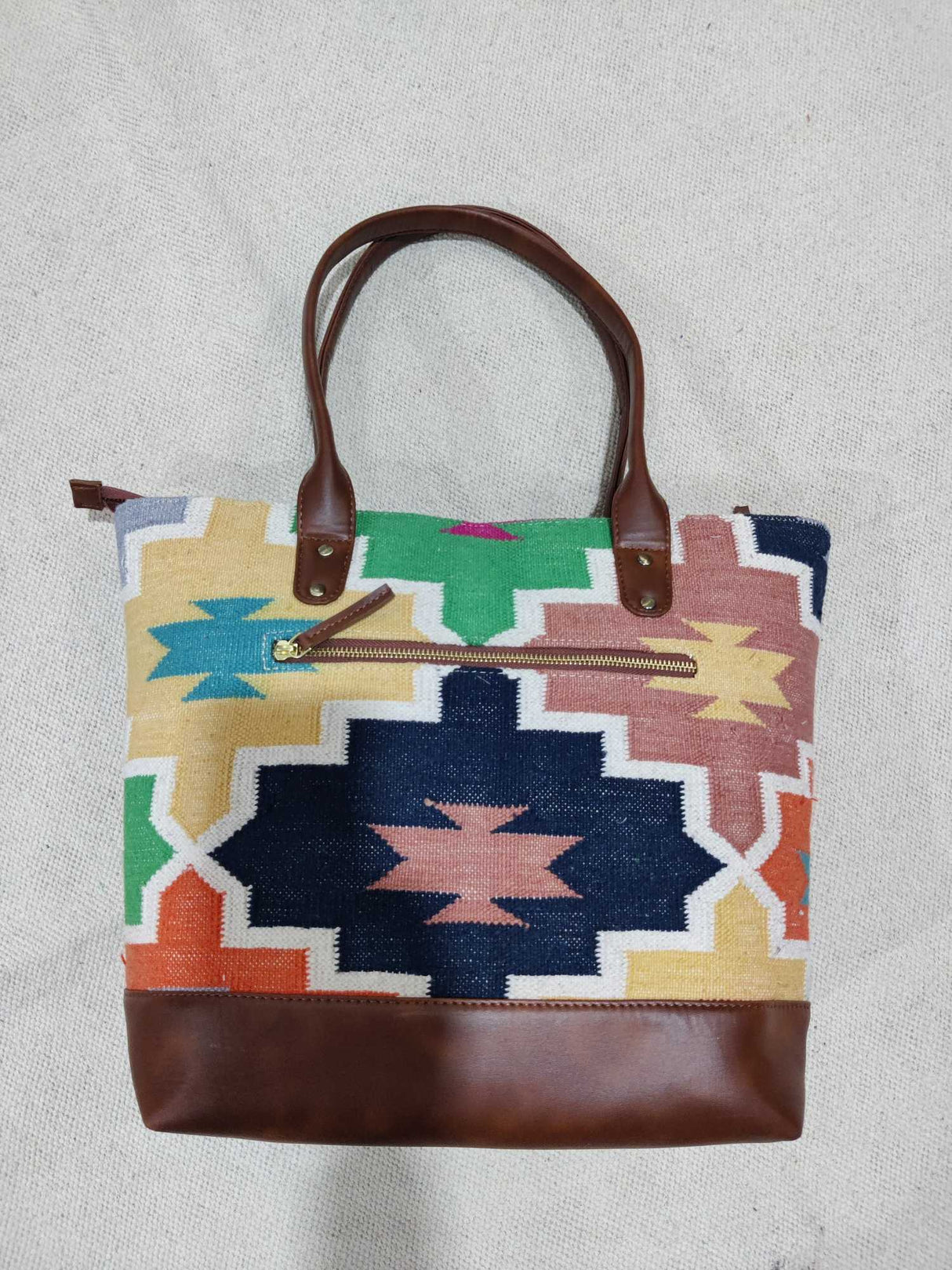 Cotton Tote Bag,Multicolor,Traditional Dhurrie Bag