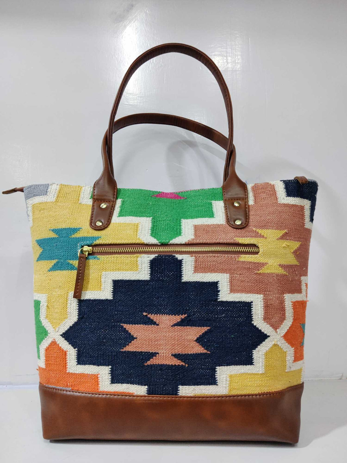 Cotton Tote Bag,Multicolor,Traditional Dhurrie Bag