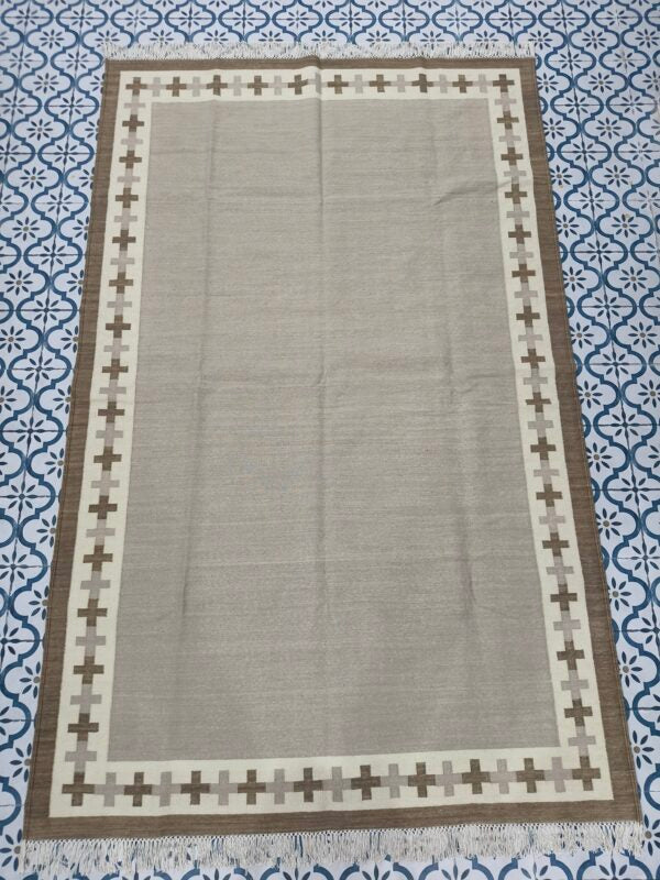 Cotton Wool Kilim Area Rugs,Vintage Woolen Rug, Flatweave Wool Rugs