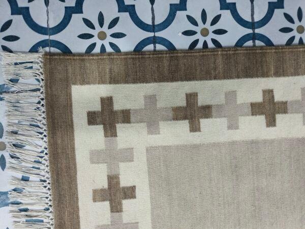 Cotton Wool Kilim Area Rugs,Vintage Woolen Rug, Flatweave Wool Rugs