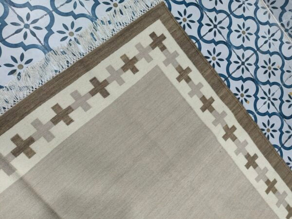 Cotton Wool Kilim Area Rugs,Vintage Woolen Rug, Flatweave Wool Rugs