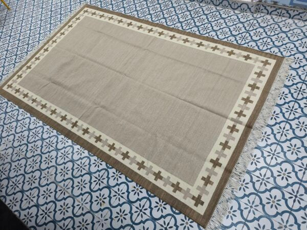 Cotton Wool Kilim Area Rugs,Vintage Woolen Rug, Flatweave Wool Rugs