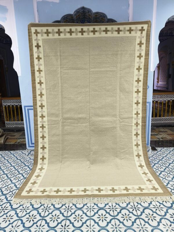 Cotton Wool Kilim Area Rugs,Vintage Woolen Rug, Flatweave Wool Rugs