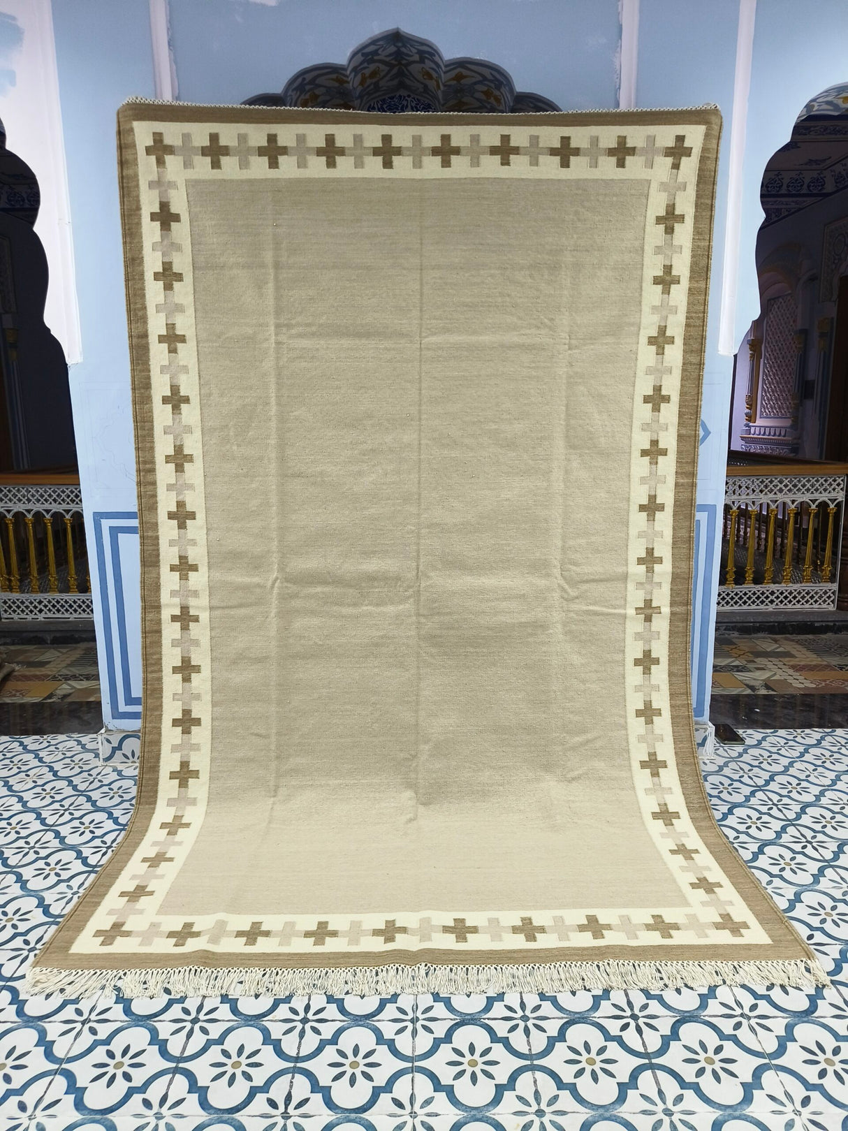 Cotton Wool Kilim Area Rugs,Vintage Woolen Rug, Flatweave Wool Rugs