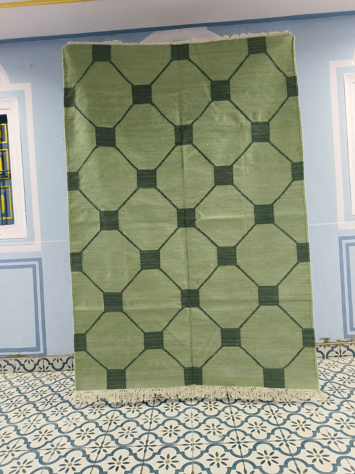 Wool Kilim Area Rugs Geometric Design, Handmade Modern Kilim Woven Rug