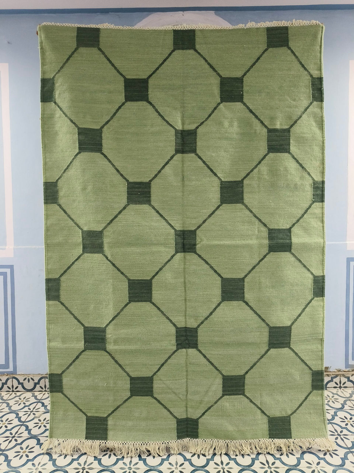 Wool Kilim Area Rugs Geometric Design, Handmade Modern Kilim Woven Rug