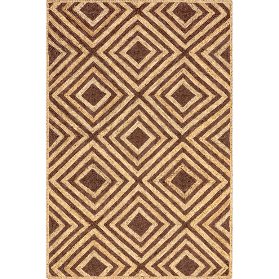 Diamond Pattern Jute Area Rug – Natural Handwoven Rug for Living Room