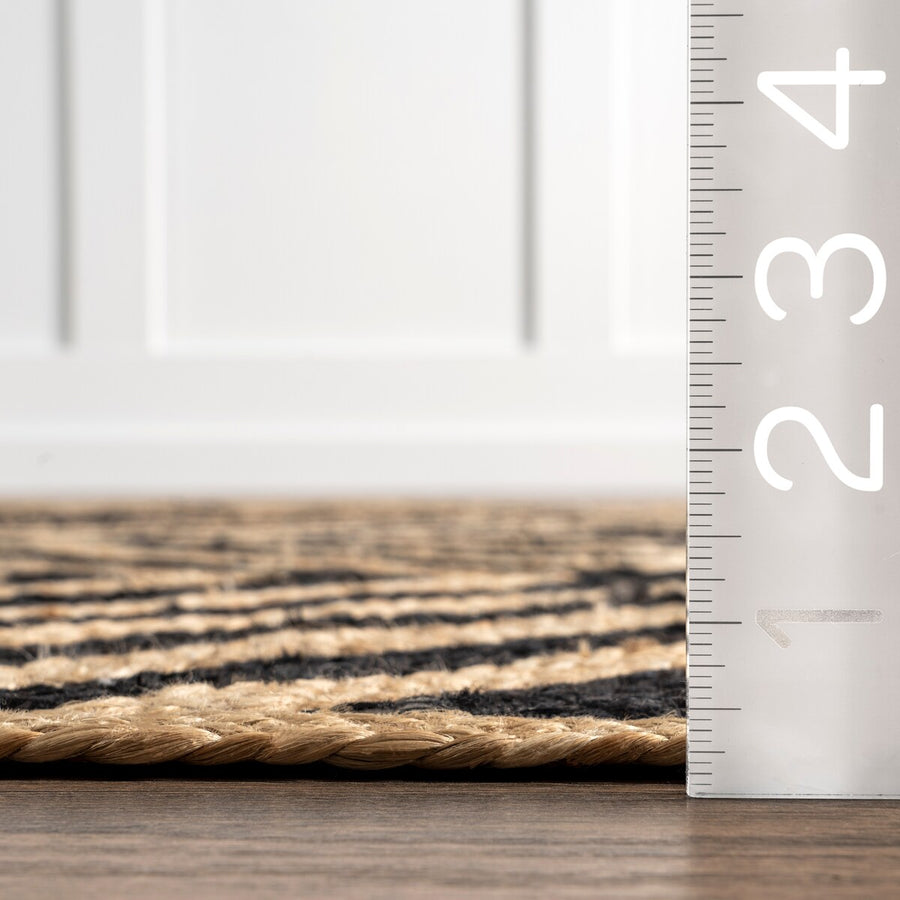 Diamond Pattern Jute Area Rug – Natural Handwoven Rug for Living Room