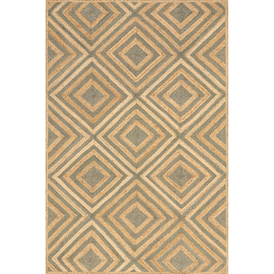 Diamond Pattern Jute Area Rug – Natural Handwoven Rug for Living Room
