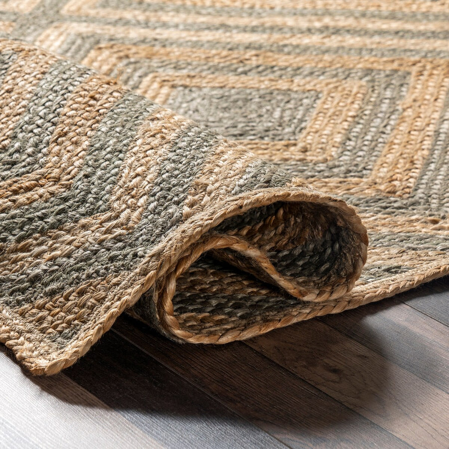 Diamond Pattern Jute Area Rug – Natural Handwoven Rug for Living Room