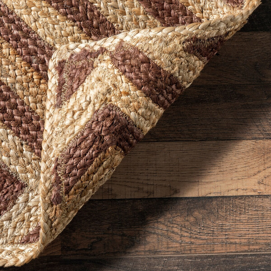 Diamond Pattern Jute Area Rug – Natural Handwoven Rug for Living Room