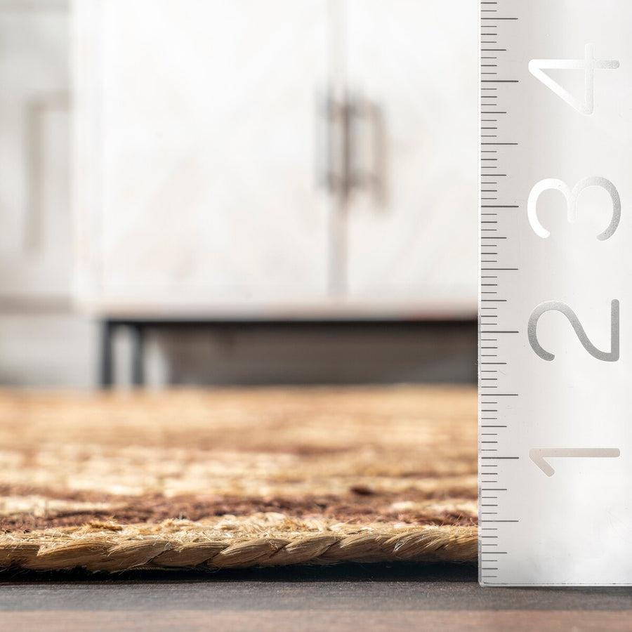 Diamond Pattern Jute Area Rug – Natural Handwoven Rug for Living Room