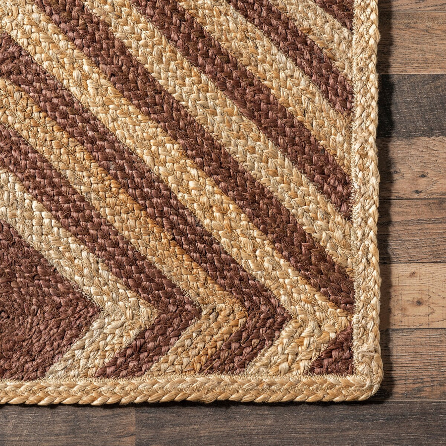 Diamond Pattern Jute Area Rug – Natural Handwoven Rug for Living Room