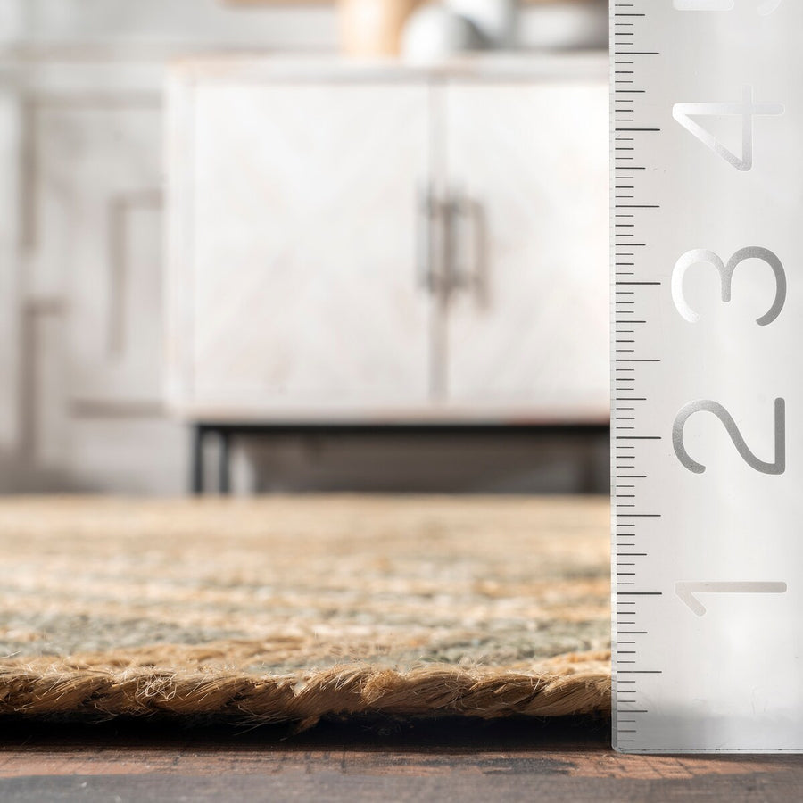 Diamond Pattern Jute Area Rug – Natural Handwoven Rug for Living Room