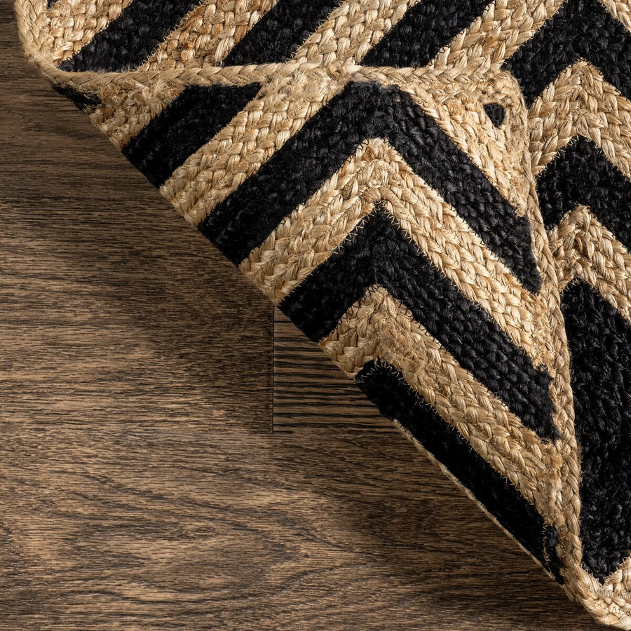 Diamond Pattern Jute Area Rug – Natural Handwoven Rug for Living Room