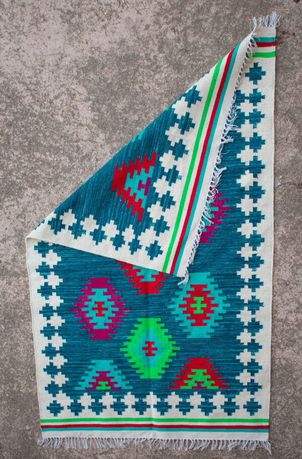 Colorful Cotton Wool Kilim Rug Designer Rug