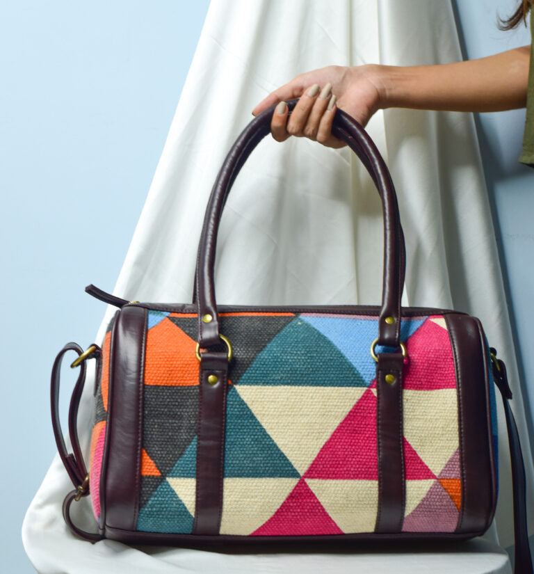 Jute and Dhurrie Fabric Bags,Bohemian Dhurrie Handbags