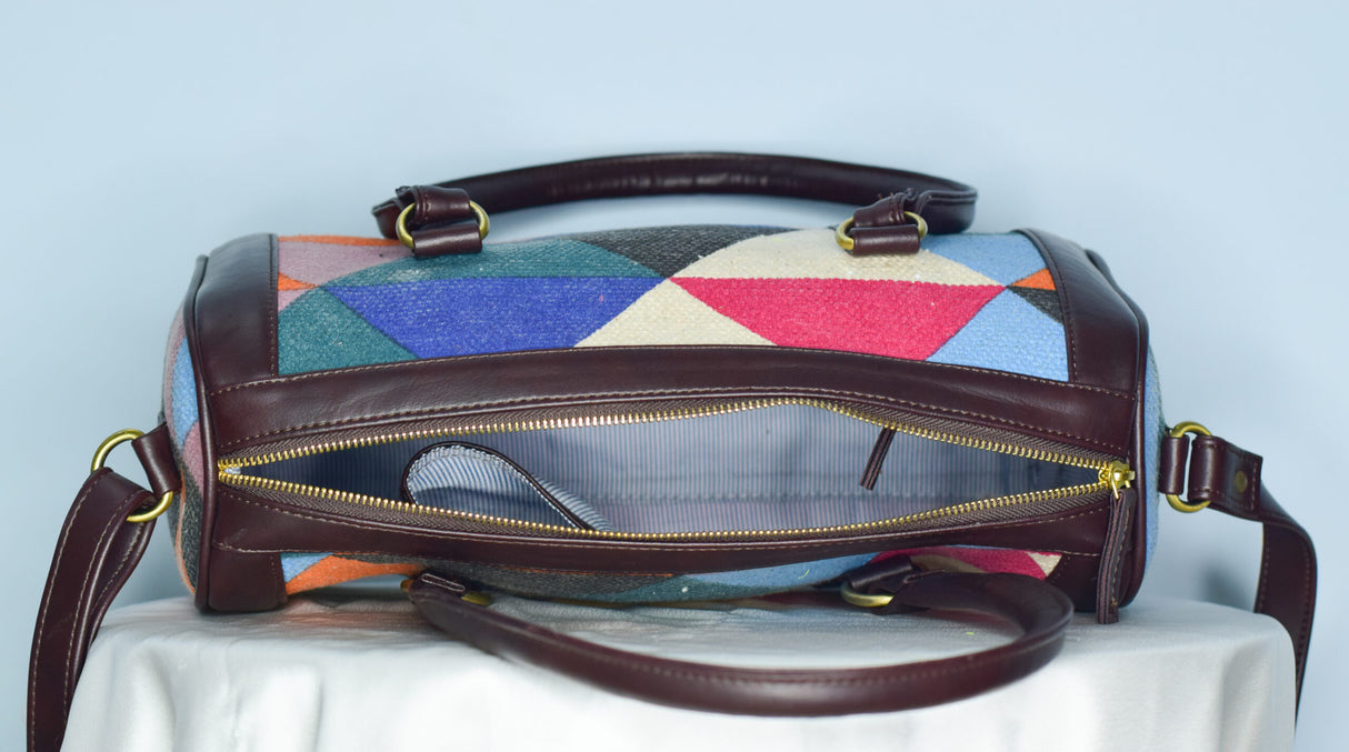 Jute and Dhurrie Fabric Bags,Bohemian Dhurrie Handbags