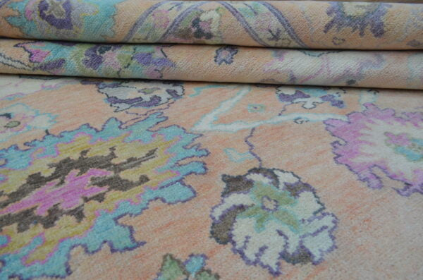 Beautiful Flowe Handmade Oushak Rug Carpet, Luxury Oushak Carpets