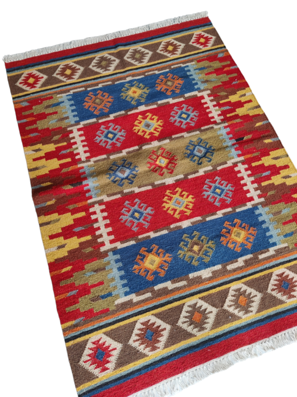 Wool Cotton Kilim Area Rugs Handwoven Traditional Rug