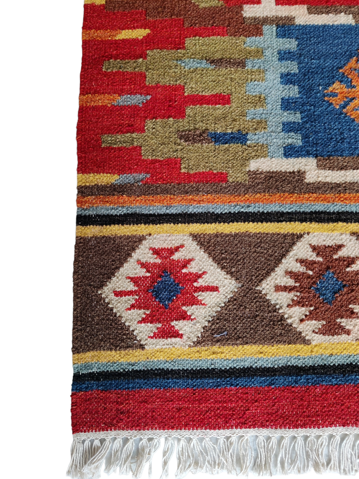 Wool Cotton Kilim Area Rugs Handwoven Traditional Rug