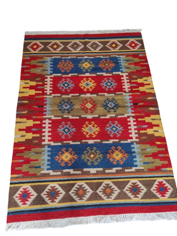 Wool Cotton Kilim Area Rugs Handwoven Traditional Rug