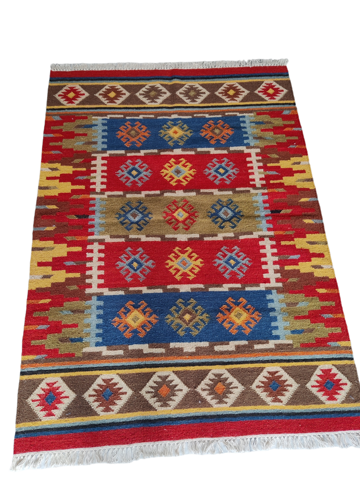 Wool Cotton Kilim Area Rugs Handwoven Traditional Rug
